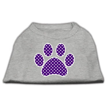 Pet Dog  Cat Shirt Screen Printed, "Swiss Dots Purple Paw"
