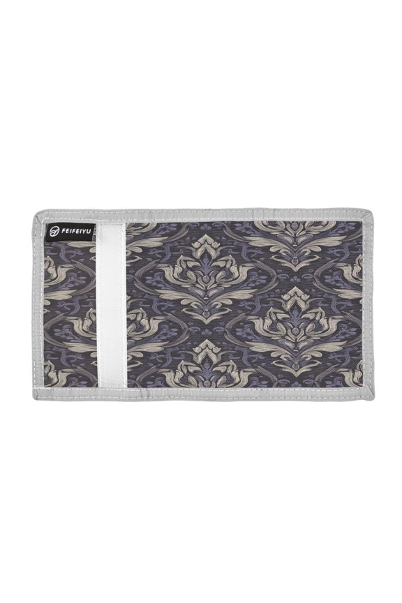 Purple Symmetrical Abstract Pattern Trifold Wallets Card Holders Coin Pockets with Lanyards Portable Unisex