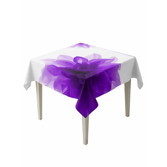 Purple Table Cloth, Boho Modern Floral Abstract Ombre Leaf White Waterproof Tablecloth for Square Tables, Reusable Washable Fabric Table Cover for Restaurant Kitchen Dining Tables 60"x60"