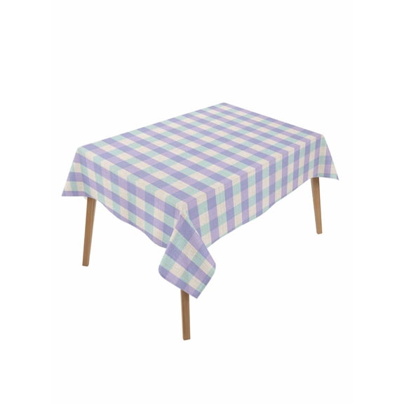 Purple Table Cloth, Grid Checkered Plaid Gingham Lattice Trellis Waterproof Tablecloth for Rectangle Tables, Reusable Washable Fabric Table Cover for Restaurant Kitchen Dining Tables 60"x102"