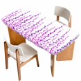 thumbnail image 1 of Purple Table Cloths for 5 Foot Rectangle Tables, Polka Dots Watercolor Abstract Art Patio Waterproof Elastic Fitted Tablecloths, Washable Rectangular Table Cover for Camping, 1 of 8