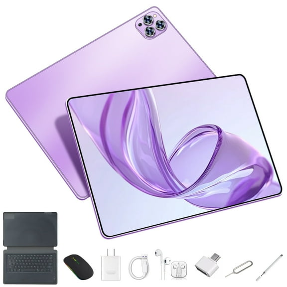 Purple Tablet 2025 Newest Android 12 Tablet , 10 Inch Tablet,5G Wi-Fi Tablet Computer,2 In 1 Tablet with Keyboard, 256GB ROM+8GB RAM ,Octa-Core Processor,1920 * 1200 IPS,Bluetooth,GPS