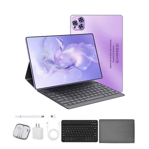 Purple Tablet 2026 Newest Android 12 Tablet , 10 Inch Tablet,5G Wi-Fi Tablet Computer,2 In 1 Tablet with Keyboard, 256GB ROM+8GB RAM ,Octa-Core Processor,1920 * 1200 IPS,Bluetooth,GPS