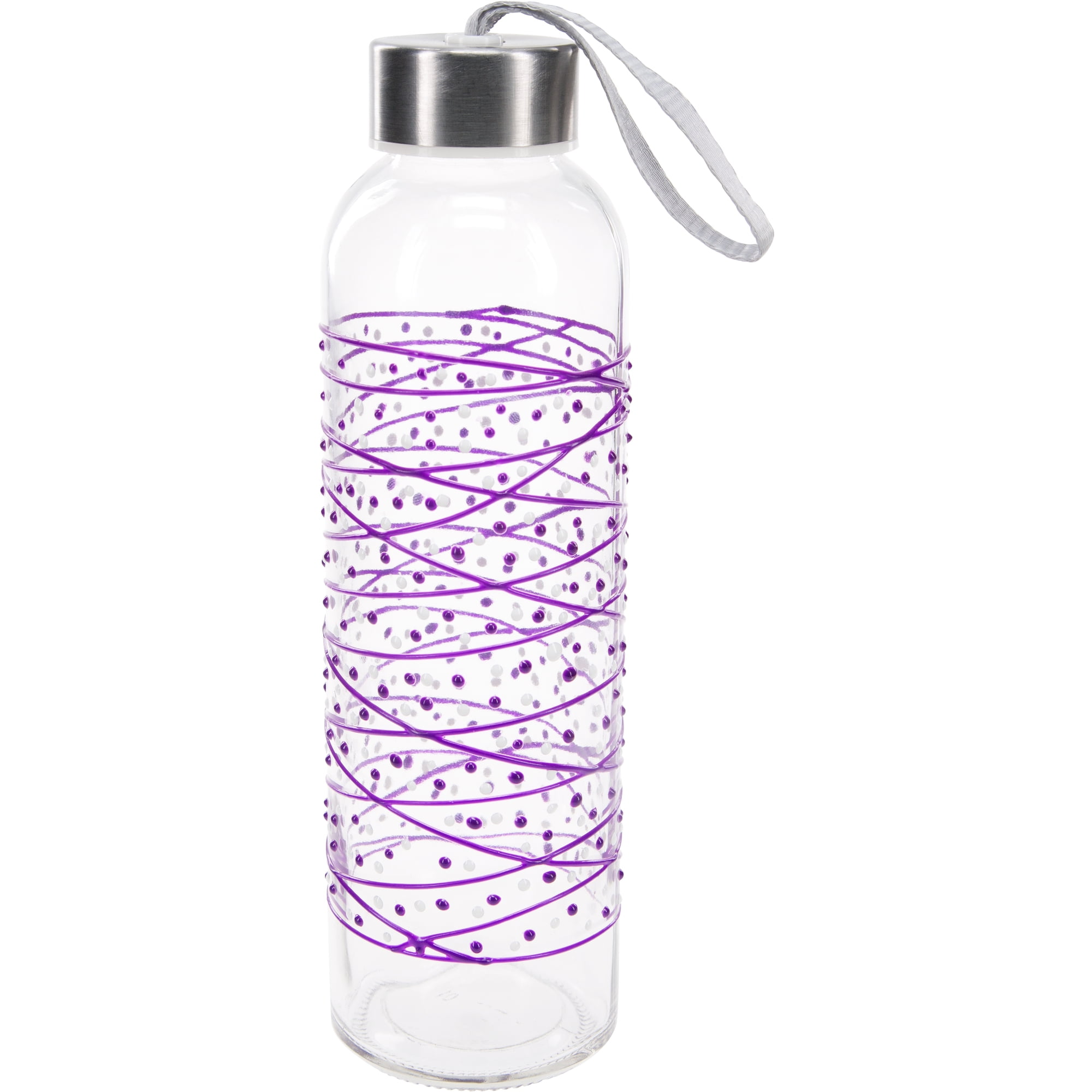 Purple Tangle - 16.5 oz Hand Decorated Glass Water Bottle