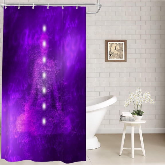 Purple Tantra Chakra Decor Shower Curtain Meditation Reiki Healing Art Polyester Fiber with Plastic Rings QuickDrying Waterproof for Bathtubs/Bathroom Enhance Your Spa Experience with Spiritual Beauty