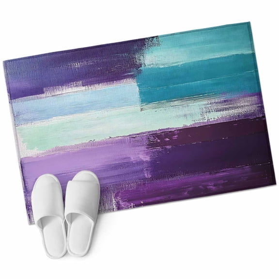 Purple Teal Area Rug 2x3ft Graffiti Color Block Abstract Mottled Modern Art Non-Slip Washable Square Rugs Soft Felt Indoor Floor Mat for Bedroom Kitchen Living Room Bathroom