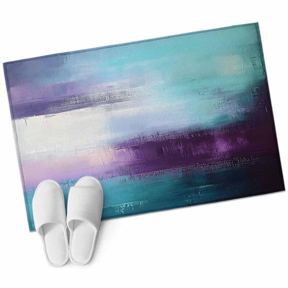 Purple Teal Area Rug 2x3ft Mottled Graffiti Color Block Abstract Geometric Non-Slip Washable Square Rugs Soft Felt Indoor Floor Mat for Bedroom Kitchen Living Room Bathroom