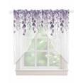thumbnail image 1 of Purple Teal Botanical Swag Valances for Windows, Watercolor Spring Eucalyptus Leaves Rod Pocket Sheer Valances for Windows, Swag Toppers Light Filtering for Kitchen Living Room 2 Panels 36''x63'', 1 of 6