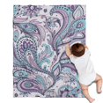 thumbnail image 1 of Purple and Teal Paisley and Floral Pattern Blanket,Comfortable Soft Flannel Throw Blanket,All Season,Warm Lightweight Blankets for Sofa Bed Couch Living Room Chair,30"x40", 1 of 4