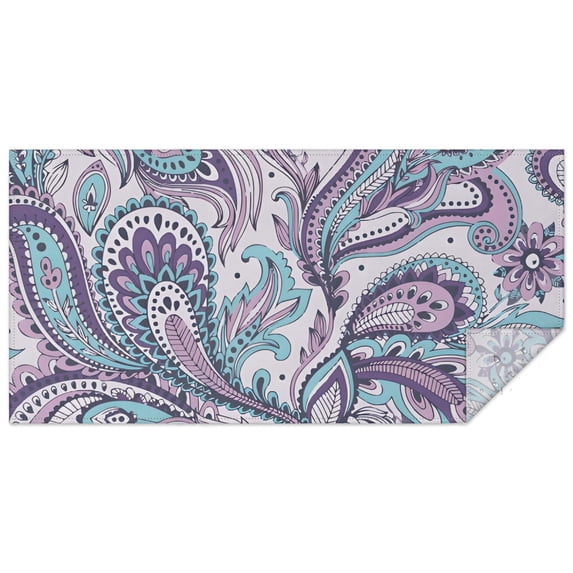 Purple and Teal Paisley and Floral Pattern Rectangle Tablecloth 60"x120",Waterproof Polyester Rectangle Table Cloth, Wipeable Spillproof Polyester Tablecloth for Dining, Camping, Indoor and Outdoor