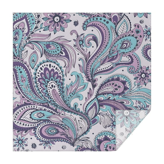 Purple and Teal Paisley and Floral Pattern Square Tablecloth,Waterproof Square Table Cover,Wipeable Spillproof Washable Table Cover for Home Kitchen Party Decor 52"x52"(132x132cm)