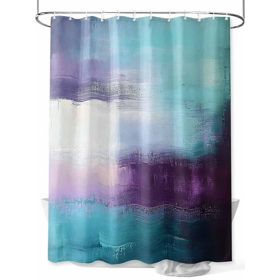 Purple Teal Shower Curtain, Mottled Graffiti Color Block Abstract Geometric Waterproof Shower Curtain Set with 12 Hooks Lightweight Washable Fabric Shower Curtains for Bathroom 36x72 Inches