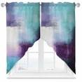 thumbnail image 1 of Purple Teal Swag Valances for Windows 2 Pack Mottled Graffiti Color Block Abstract Geometric Swag Kitchen Curtains 45 Inches Long Rod Pocket Short Window Treatment for Kitchen Bathroom 36"x45", 1 of 8