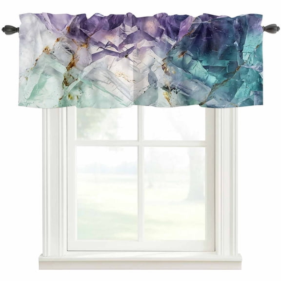 Purple Teal Valances for Windows Farmhouse Kitchen Curtains Valances Rod Pocket Valance Curtains for Kitchen Windows Modern Art Elegant Window Valances for Bathroom Bedroom 54"x18"