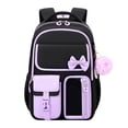 thumbnail image 1 of Purple Teenage Backpack, Elementary/Middle/High Schoolbag, Multi-Compartment Water-resistant Cute Bookbag, 1 of 7