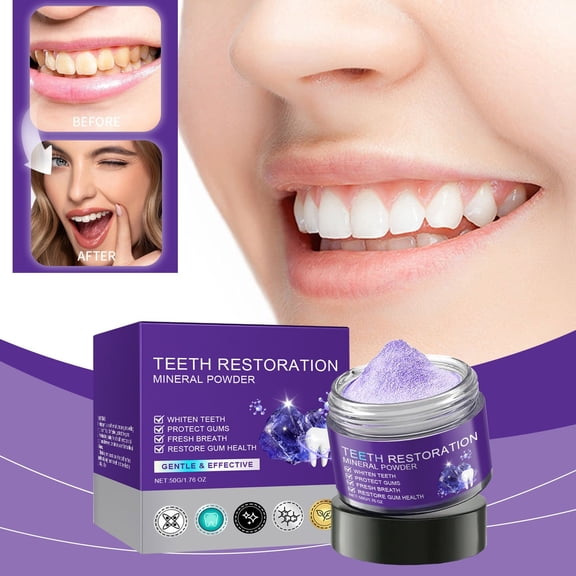 Purple Teeth Restoration Mineral Powder,Effective in Strengthening Teeth and Gums,Gently Cleanse For Oral Protect Gums and Freshen Breath for Daily Use