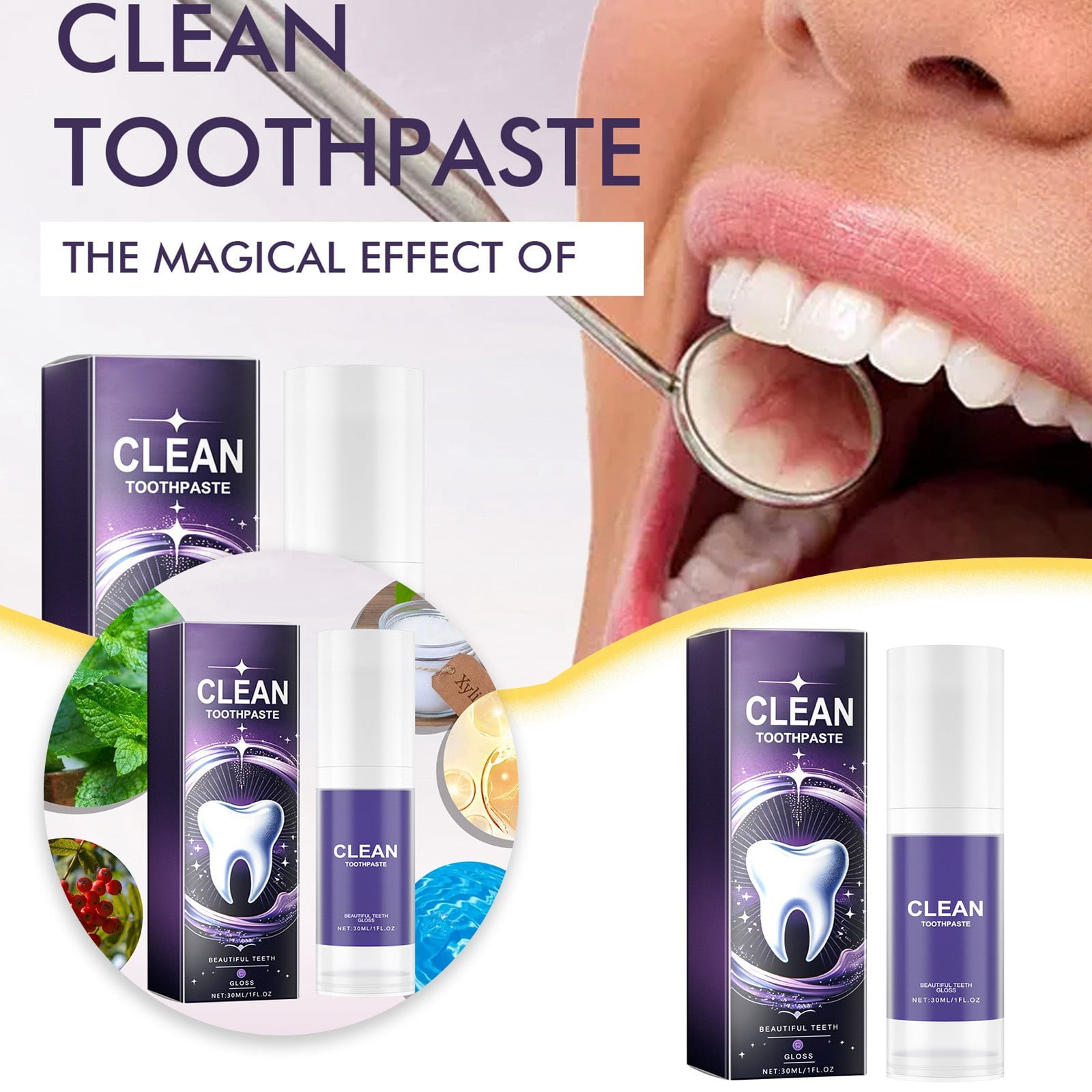 Purple Teeth Toothpaste Yellow Teeth Removal Fresh Breath Oral Hygiene
