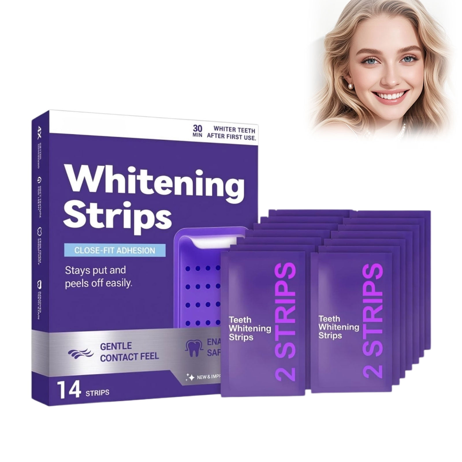 Purple Teeth Whitening Strips – Gentle Daily Strips for Surface Stain Reduction & Natural Shine, Portable Enamel-Safe Whitening for Home or On-The-Go Use(28)