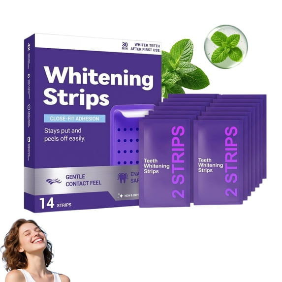 Purple Teeth Whitening Strips – Gentle, Portable, for Natural Shine(14 Strips)