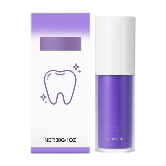 Purple Teeth Whitening Toothpaste - Color Correcting Formula Removes Yellow Stains - Gentle on Enamel with Natural Plant Ingredients, Refreshing Taste - Your Smile’s Best Friend - 30g(Multicolor1pc)