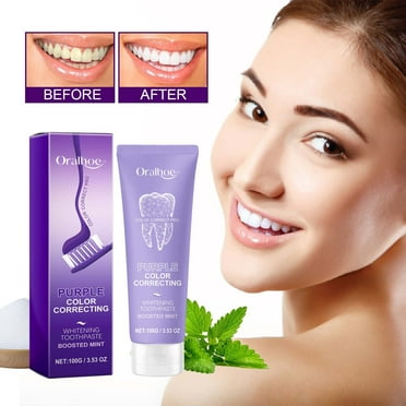 Purple Teeth Whitening Toothpaste – Color Corrector Purple Toothpaste for Yellow Stain Removal - Enamel-Safe Teeth Whitening Gel – Fluoride-Free Whitening Booster