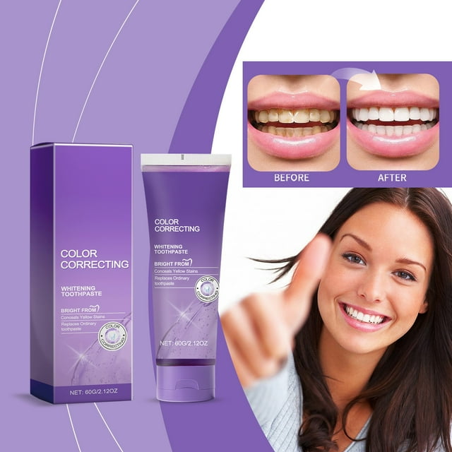 Purple Teeth Whitening Toothpaste, Hydroxyapatite Color Correction , Fluoride Free, Mint