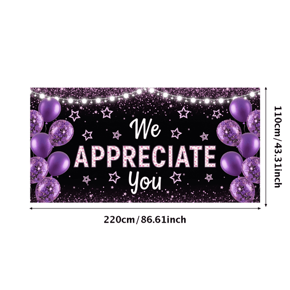 Purple Theme Appreciation Banner Sparkle Balloon Starry Design for Celebration Event Party Decoration
