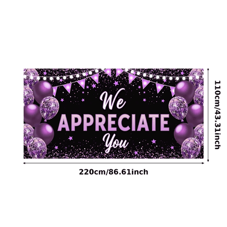 Purple Theme Appreciation Banner Sparkle Balloon Starry Design for Celebration Event Party Decoration