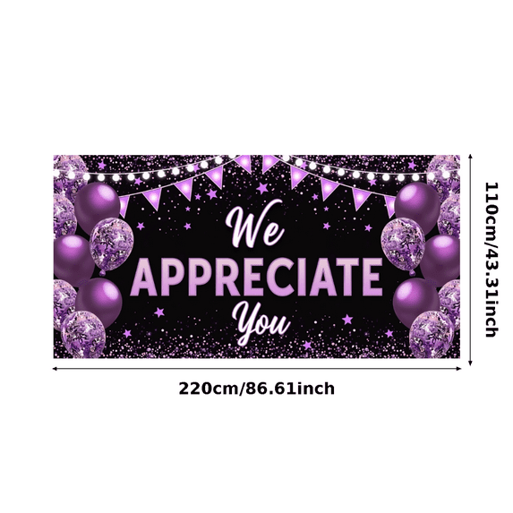Purple Theme Appreciation Banner Sparkle Balloon Starry Design for Celebration Event Party Decoration