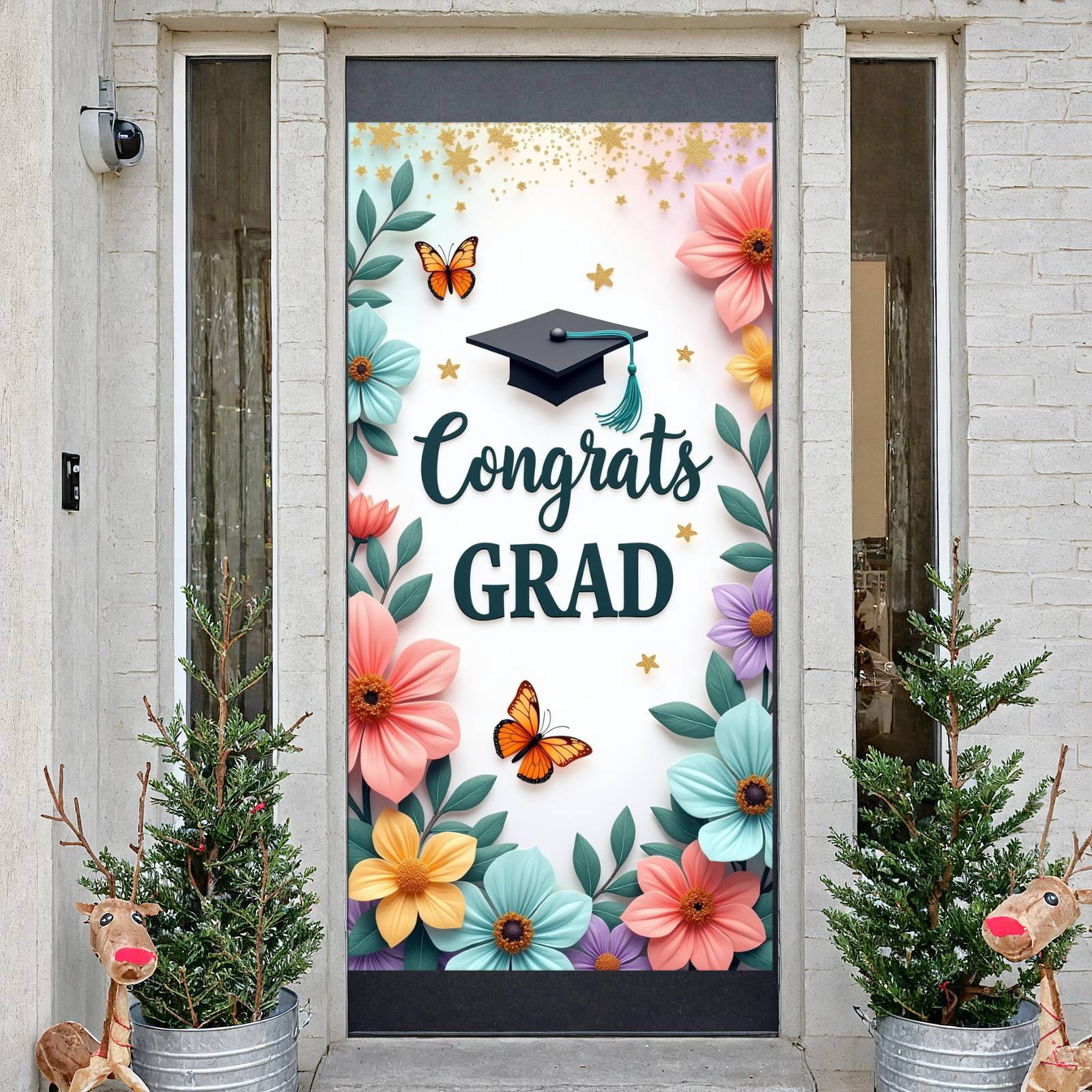 Graduate Colorful Purple Theme Graduation Banner Gold Lettering Grad Display Colorful ...