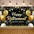 thumbnail image 1 of Purple Theme Retirement Banner Black Background Happy Retirement Banner Balloon Design Triangle Flag Decor Farewell Banner for Retirement Party Office Party Photo Shoot, 1 of 9