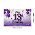 thumbnail image 1 of Purple Themed 13th Birthday Background Banner with Balloons and Confetti Party Supplies for Birthday Party Photography Props and Decors, 1 of 7