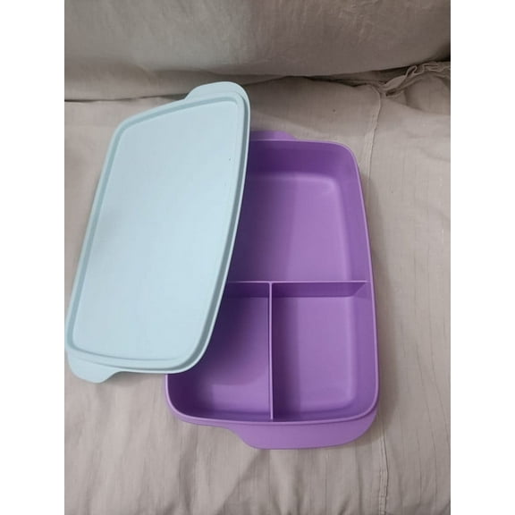 Tupperware Purple Three Portions Lunch Box Snacks Box