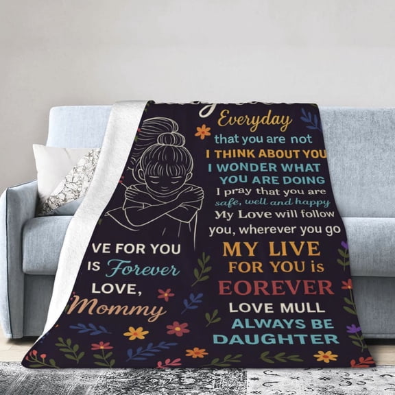 Purple Throw Blanket, Letter To Daughter Blanket, Flannel Blanket For Living Room Bedroom, Gift For Daughter 50x40
