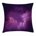 thumbnail image 1 of Purple Throw Pillow Cushion Cover, Cosmic Image of Stars in the Celestial Purple Night Sky with Clouds, Decorative Square Accent Pillow Case, 16 X 16 Inches, Dark Purple Violet White, by Ambesonne, 1 of 2