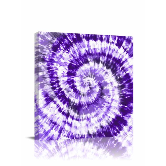 Purple Tie Dye Canvas Wall Art, Modern Abstract Ombre Purple Psychedelic Tie Dye Framed Wall Decor Modern Artwork Prints Painting for Living Room, Bedroom, Kitchen & Cafe Decor 28x28 Inch