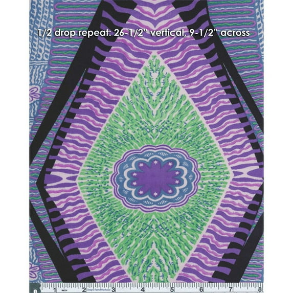 Purple Tiki Diamond Print Poly Jersey Knit, Fabric By the Yard