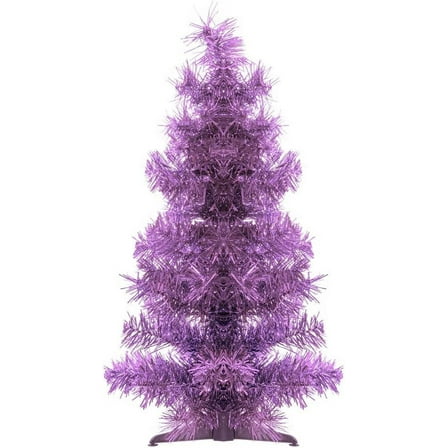 Purple Tinsel 2 ft PVC Christmas Tree, 2'