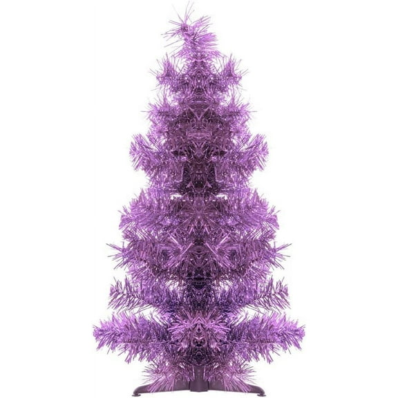 Purple Tinsel 2 ft PVC Christmas Tree, 2'