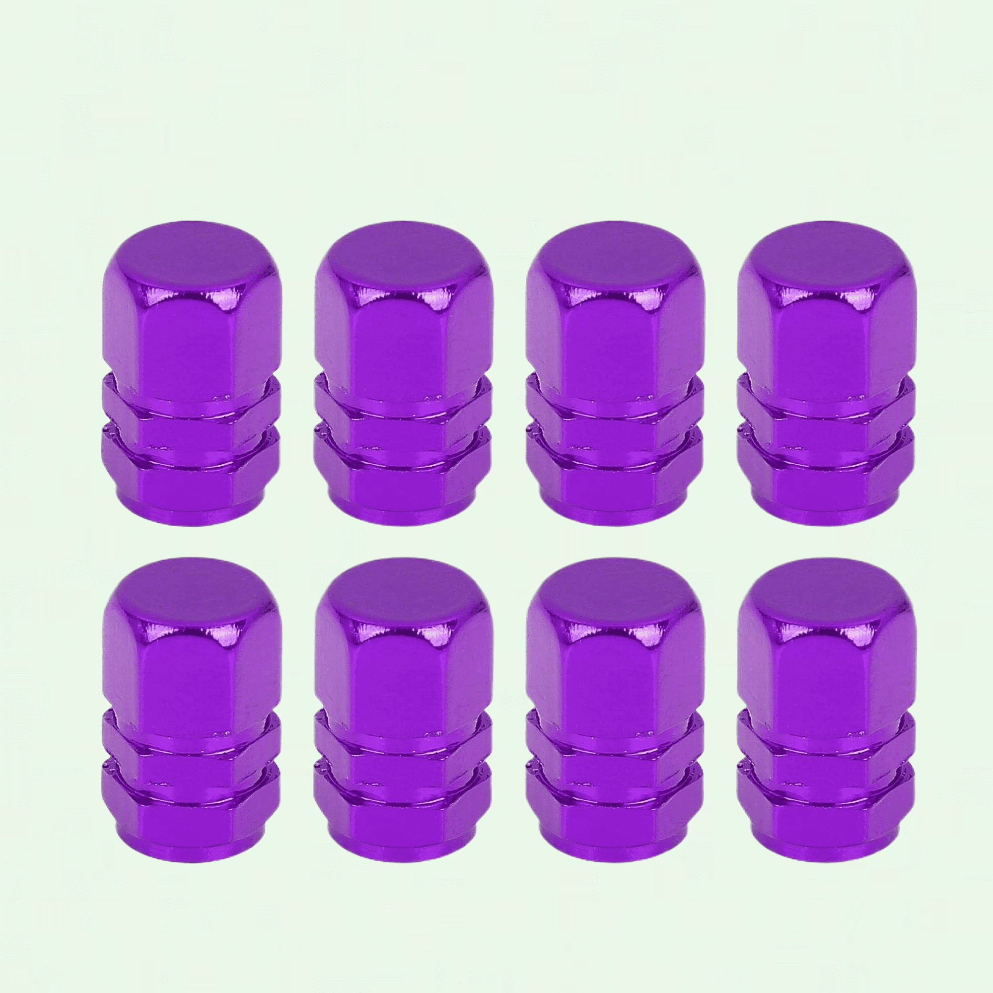 Purple Tire Stem Valve Caps - 8pcs Hexagon Shape Car Wheel Valve