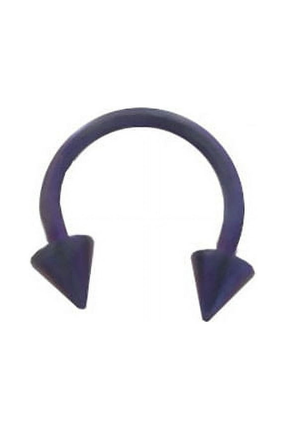 Purple Titanium 14G Circular Barbell Horseshoe Ring with 6mm Spike Ends