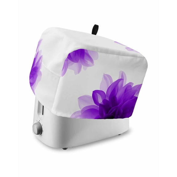 Purple Toaster Cover 2 Slice, Boho Modern Floral Abstract Ombre Leaf White Dustproof Bread Machine Oven Cover with Storage Pockets, Fits Most Kitchen Toasters Protector