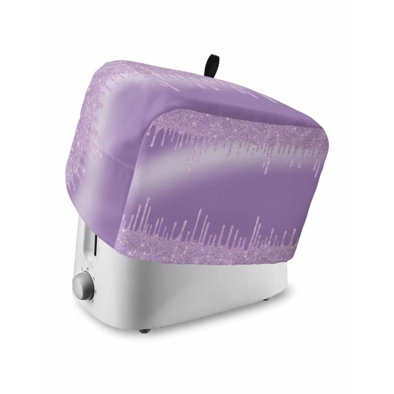 Purple Toaster Cover 2 Slice, Modern Minimalist Silver Gradient Texture Art Dustproof Bread Machine Oven Cover with Storage Pockets, Fits Most Kitchen Toasters Protector