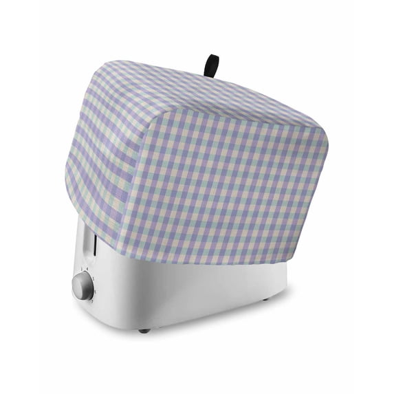 Purple Toaster Cover 2 Slice, Small Kitchen Appliance Covers, Grid Checkered Plaid Gingham Lattice Trellis Toaster Oven Cover with Loop, Bread Machine Cover Polyester Dust Cover Protection