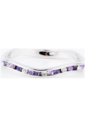 Purple Tonal Swarovski Crystal Stackable ring in Sterling Silver