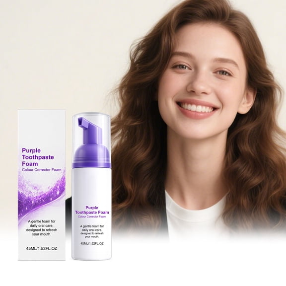 Purple Toothpaste 45ml - Teeth Brightening Toothpaste for Stain Removal - Brightening Paste for Yellow Teeth - Deep Cleaning Oral Care for Sensitive Gums