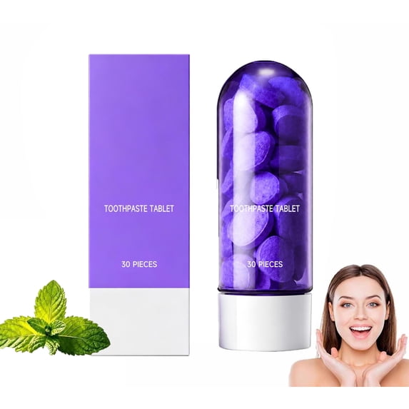 Purple Toothpaste For Teeth Whitening Tablets,Teeth Restoration Tablets, Peroxide Free, Fresh Mint Flavor, Color Correcting, Gentle Oral Care,1pcs