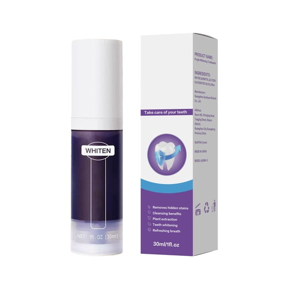 Purple Toothpaste,Whitening Toothpaste,Purple Toothpaste for Teeth Whitening, Teeth Whitening Toothpaste, Purple Toothpaste Whitening, Tooth Stain Removal Colour Corrector(30ml/1fl.oz)