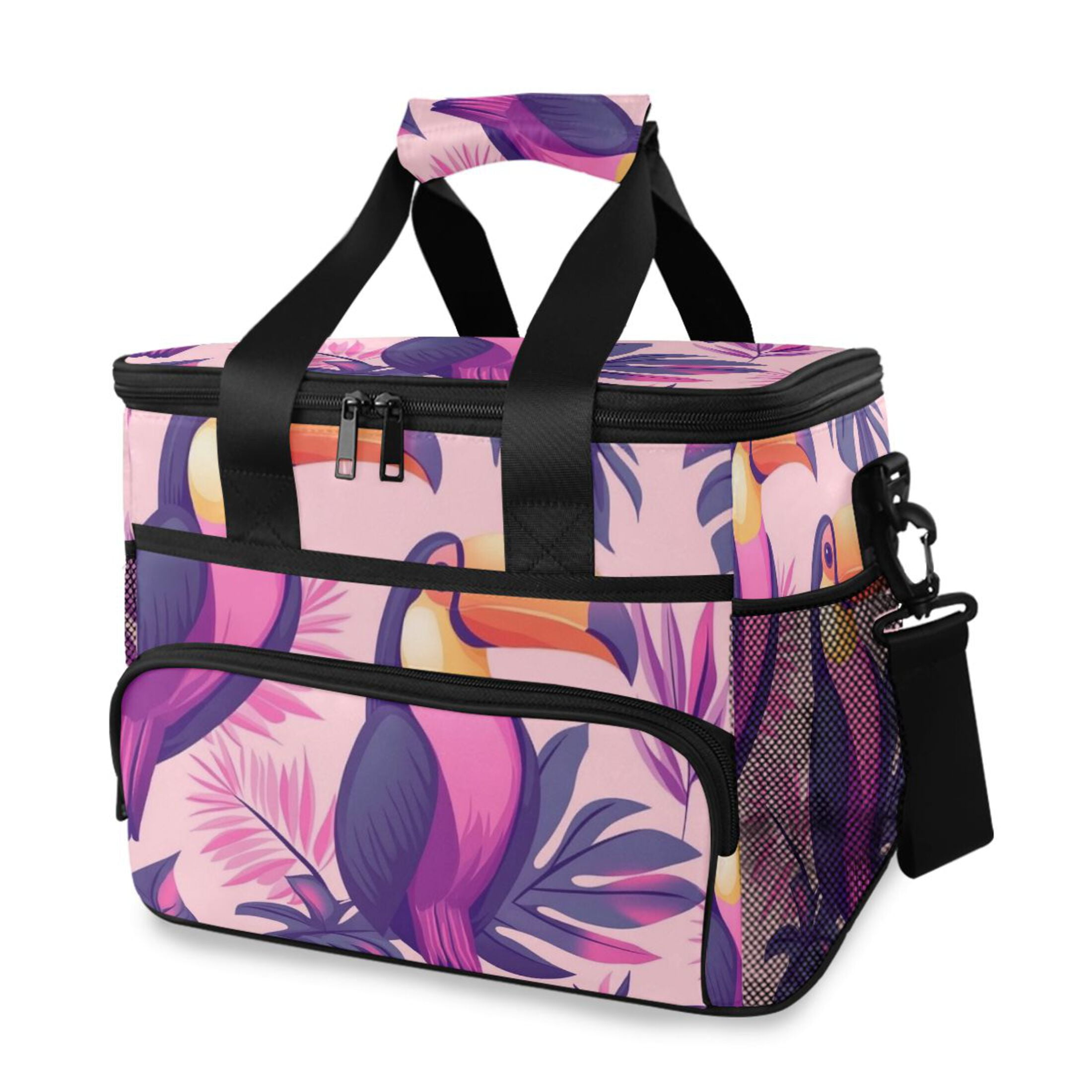 Purple Toucans Insulated Lunch Bag 15L Cooler Box for Women Men Work Camping Beach Travel