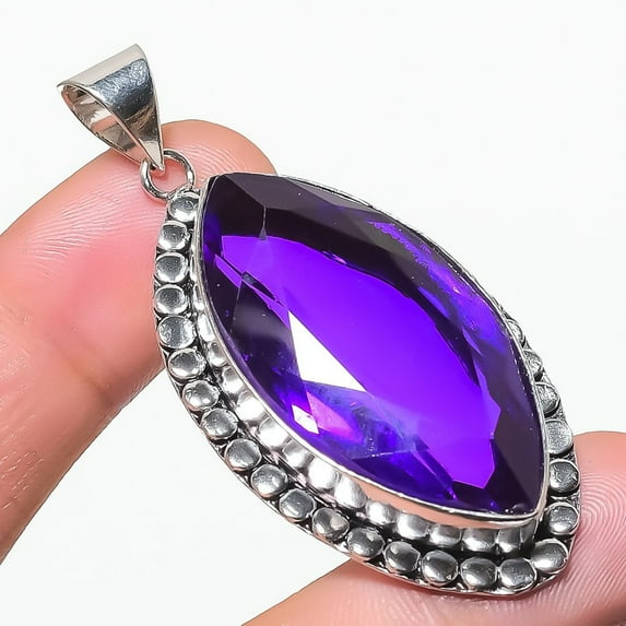 Purple Tourmaline Marquise Shape Gemstone Pendant Handmade Jewelry 2.5" AB 1335